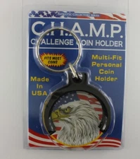 DURABLE BLACK NYLON KEY RING KEYCHAIN BRAND NEW 1-5/8" CHALLENGE COIN HOLDER