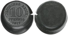 10 Pfennig 1917 J.299 FEHLPR&Auml;GUNG: 1x Wertseite dezentriert,1x verzogen 109512