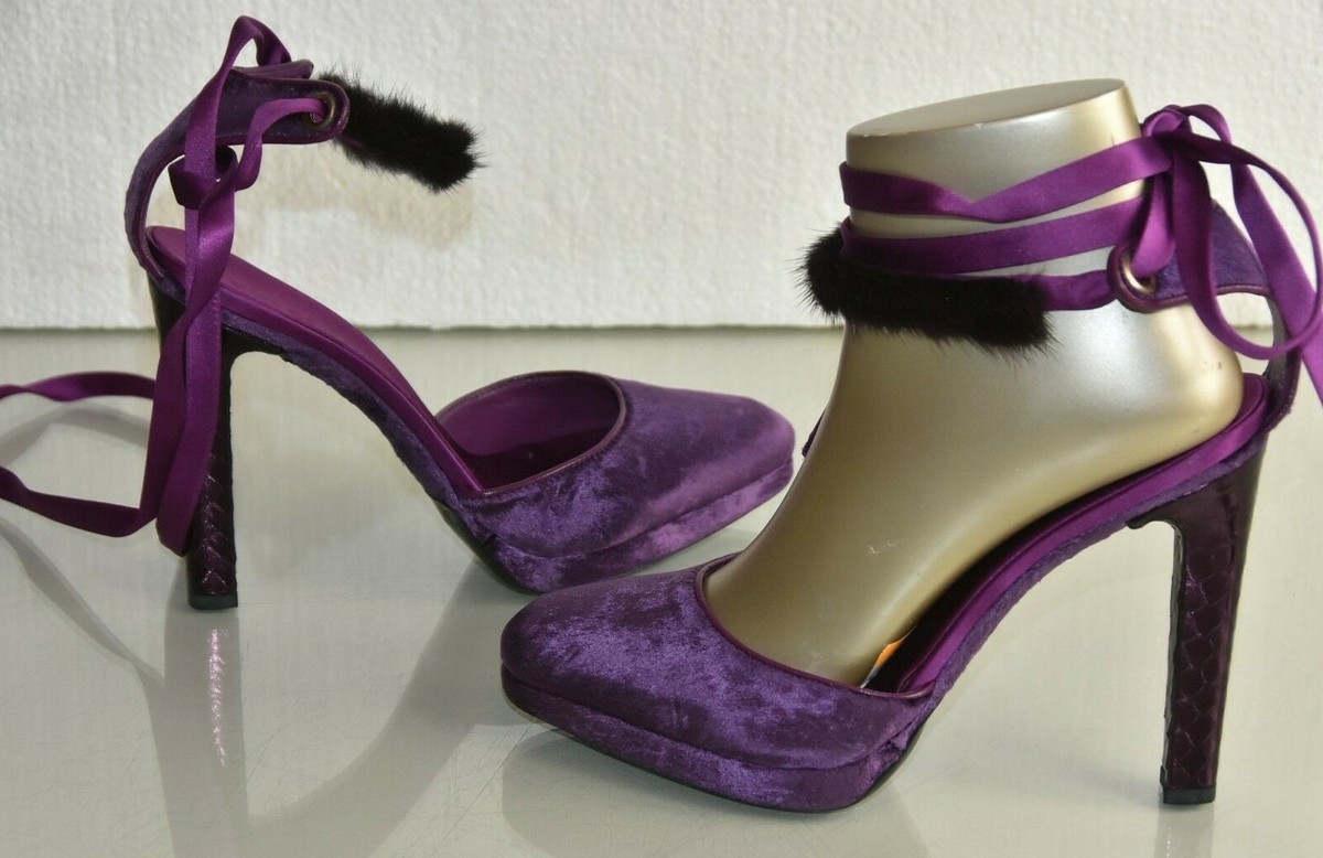 $1950 NEW TOM FORD for GUCCI Mink EXOTIC PYTHON Velvet Platform