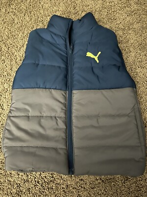 NWOT Puma Little Boys Black & Gray Puffer Vest Size XXS (3/4)