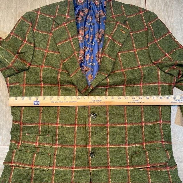 Holland & Sherry Tweed 100% Wool Olive Green Burnt Orange