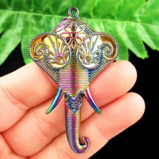 1Pcs 60x37x3mm Rainbow Tibetan Silver Elephant Pendant Bead SJ90715