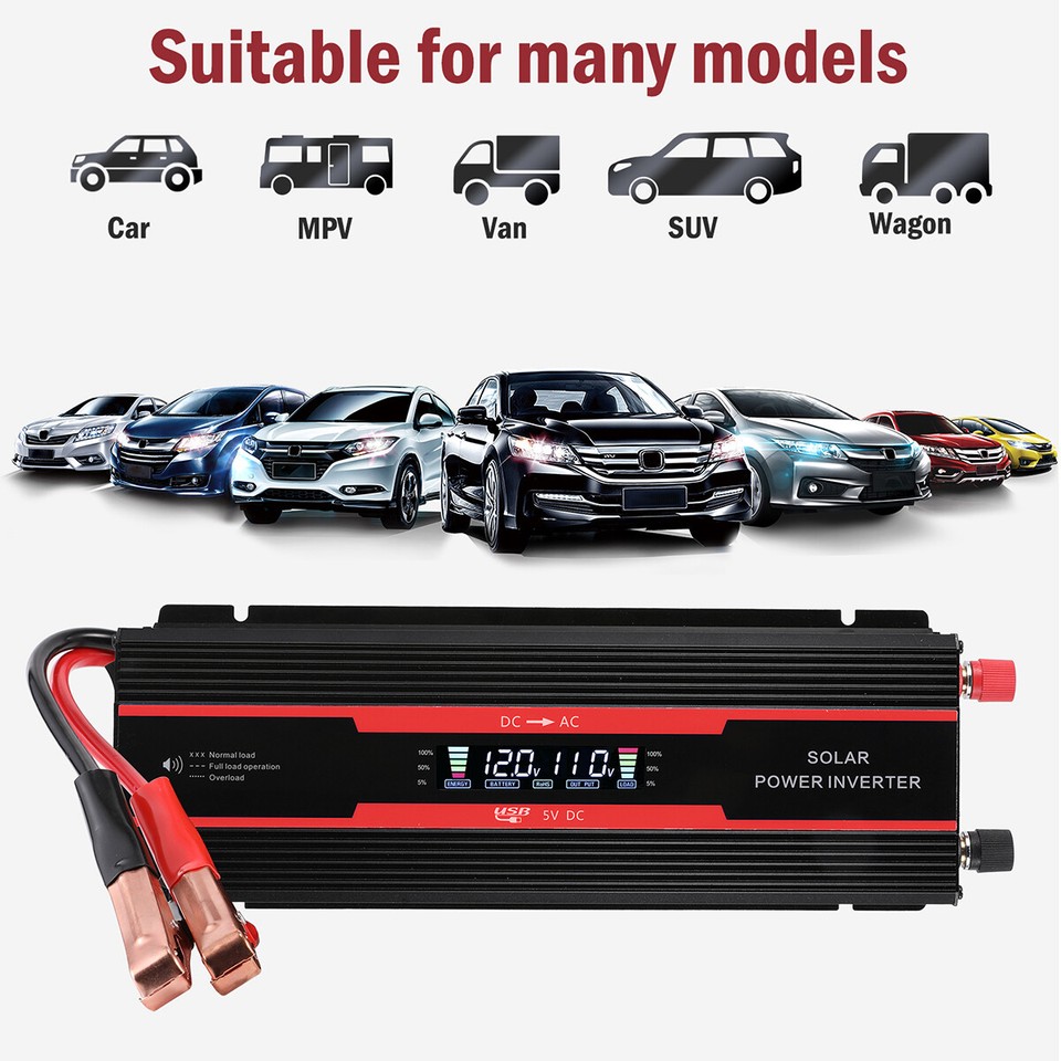 Convertidor 7000W De DC 12V A 110V AC Con USB Para Carro Auto Inversor ...