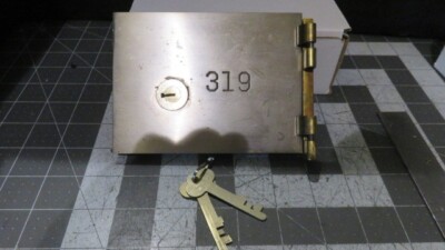 Antique L.L. Bates 1886 Safety Deposit Box Door, Hinges, 2 Op  #319