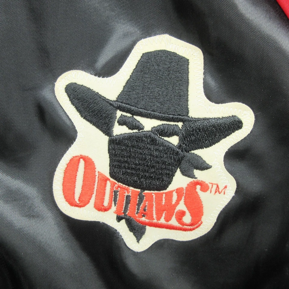 VTG Arizona Outlaws Jacket Mens Medium Black USFL Football 80s Oklahoma Bomber - Image 3 of 4
