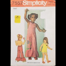 Vintage Simplicity Girl's Halter Jumpsuit in 2 Lengths Pattern 7557 Size 5 CUT