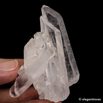 51g 62mm Lemurian Quartz Crystal Twin Point Cluster with Akashic Lines & Babies