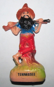 Hillbilly Figure Holding Rifle Gun Tennessee Hard Plastic Souvenir Hong Kong Toy