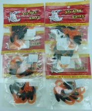 Big Bite Baits 2" Triple Tip Grub Black/Orange Silver 6 packs of 10 TT0201