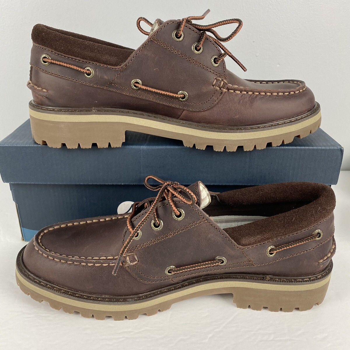 Sperry Men's Authentic Original Lug 3-Eye Brown Leather Boat Shoes 25571 Sz  - Main Image