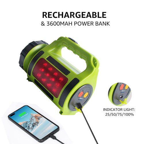 Searchlight LED Powerful USB Rechargeable Portable Camping Tent Light Flashlight - Picture 15 of 20