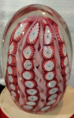 Murano Pink Fratelli Latticino Millefiori Glass Egg Paperweight | eBay