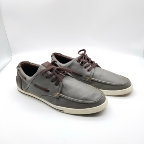 Aldo Mens Brown Gray Leather Round Toe 