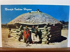 Vintage Postcard. Navajo Indians And Their Hogan Arizona USA PC112