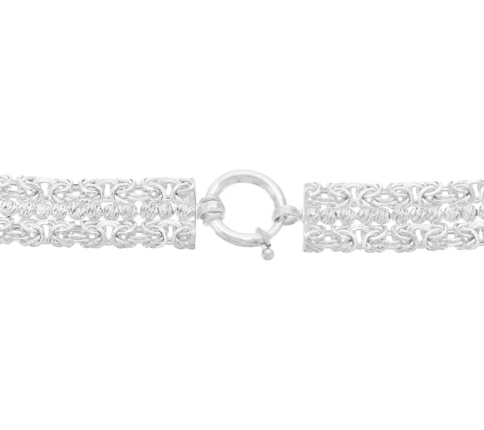 Double Byzantine Diamond Cut Bead Bracelet Real 925 Sterling Silver Style QVC - Image 3 of 3