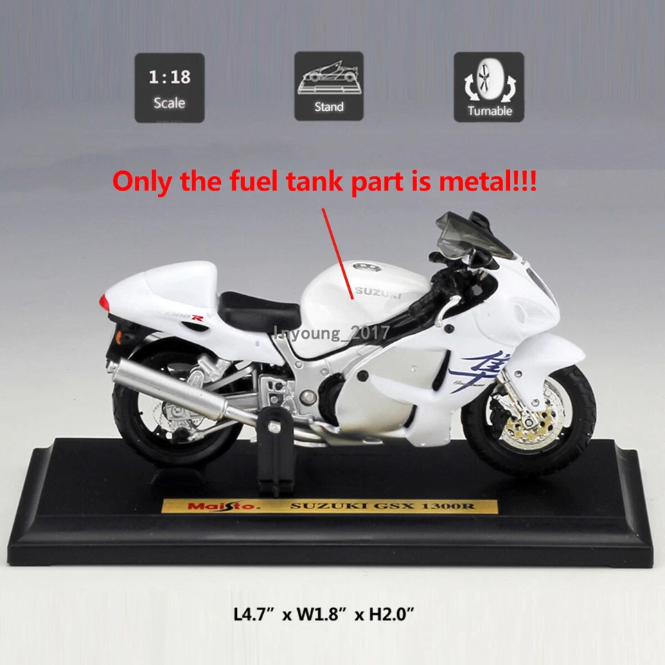 Modelo de motocicleta Suzuki GSX1300R 2007 escala 1:18 diecast juguete motocicleta blanco Foto 2 de 4