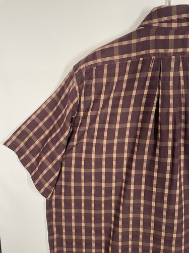 AQUASCUTUM OF LONDON Short Sleeve House Check Shirt | Brown Purple | Medium - Picture 7 of 15