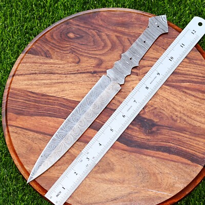 Hand Forged Damascus Steel Blade Blank / Custom Made Throwing Boot Knife 2862