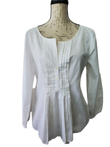 Gap White Pintuck Tunic Blouse Women's L Lightweight Cotton $49.50 NEW - Picture 8 of 8