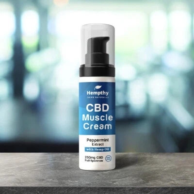 HEMPTHY CBD Muscle Cream Full Spectrum - 250mg - 50ml - Infused with Peppermint Extract