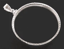 Coin Bezel One Ounce Silver Panda 40mm Diamond Cut Sterling Silver Soldered Bail