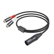 1FT XLR to 2 RCA Y Splitter Patch Cable, Dual Female 1Ft/XLR M 2 F 