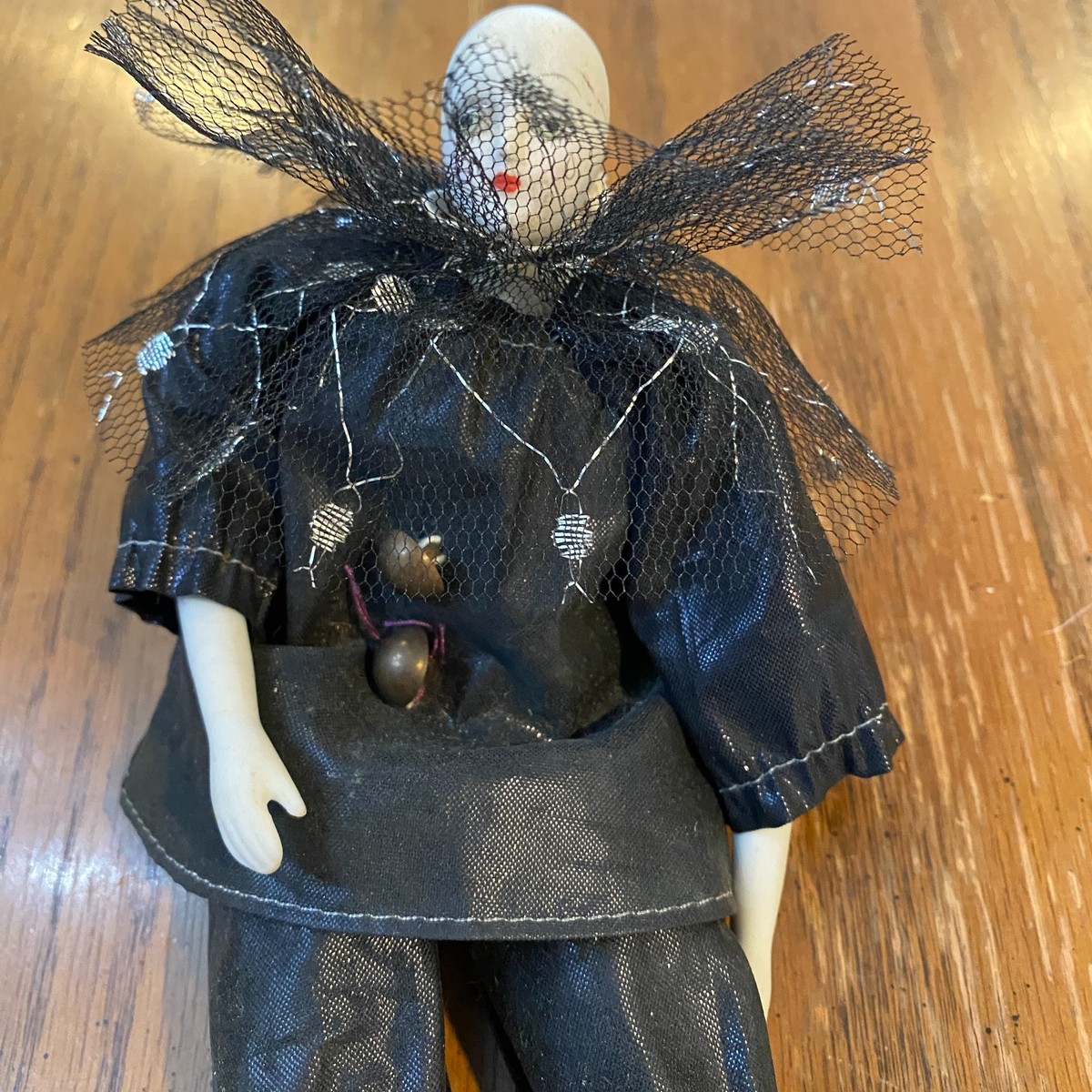 Vintage Pierrot Harlequin Porcelain Doll 7