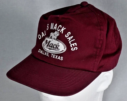NEW Vintage Dallas MACK Sales Trucks Hat Maroon Snapback Hat Cap