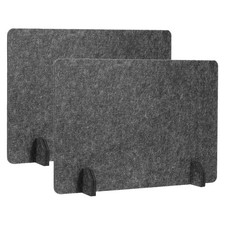 2Pcs Desk Dividers 24" x 16" with 4Pcs Support Feet, Dark Gray Style C