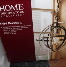 Home Decorators Collection 1-Light Bronze & Champagne Pewter Mini Pendant