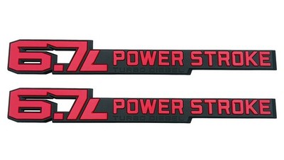 2Pc Door Emblems Fits 23-24 6.7LPowerstroke Turbo Diesel Badge Red black