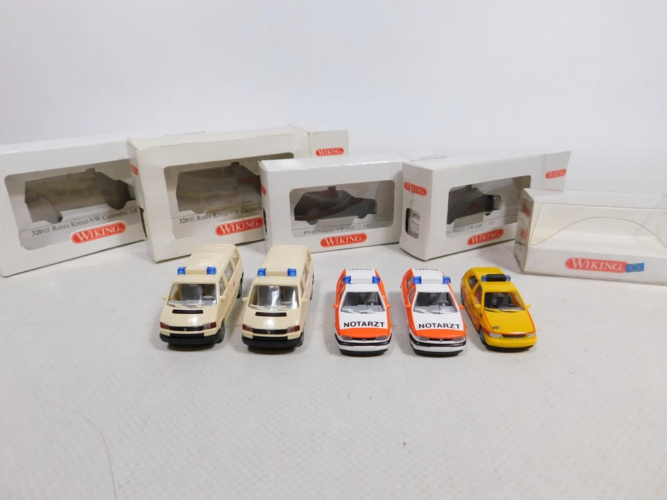 5x wiking H0 1:87 VW : 071 Ambulanza Golf/Polo + 320 Croce Rossa Top + Box # - Immagine 4 di 4