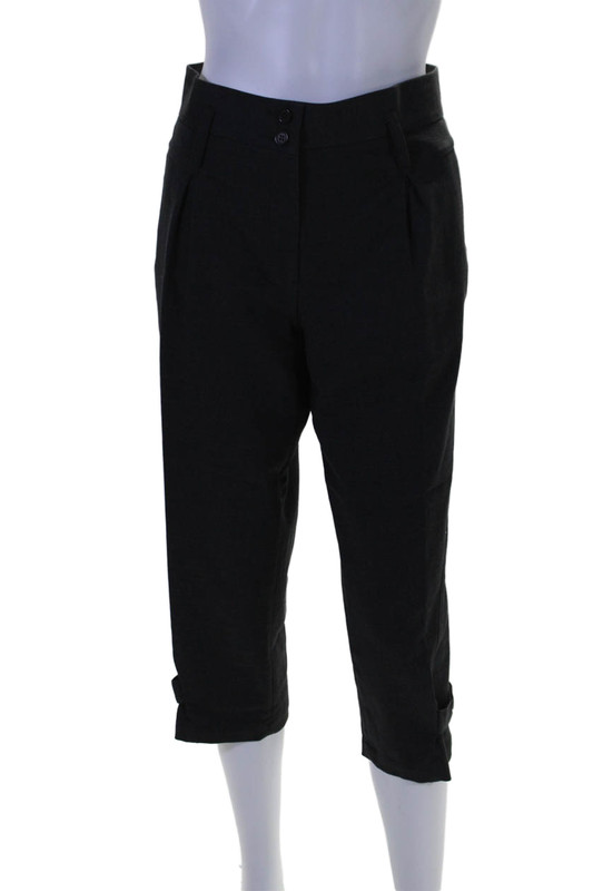BCBG Max Azria Runway Womens Cotton Pleated Cropped Tapered Pants Gray Size 8