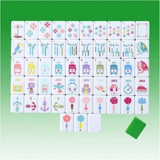 160 Green Printed American Mahjong Game Set with Carrying Bag and Accessories, 1