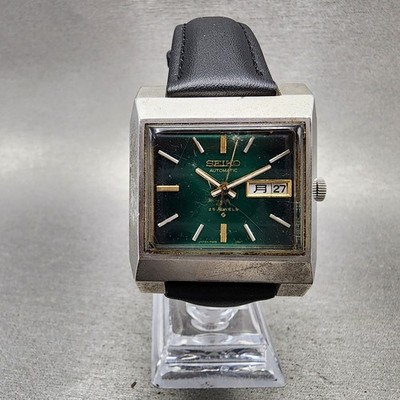 SEIKO セイコータンク　デイデイト Seiko Lord Matic Tank Watch Men 34mm Green Dial Silver Tone