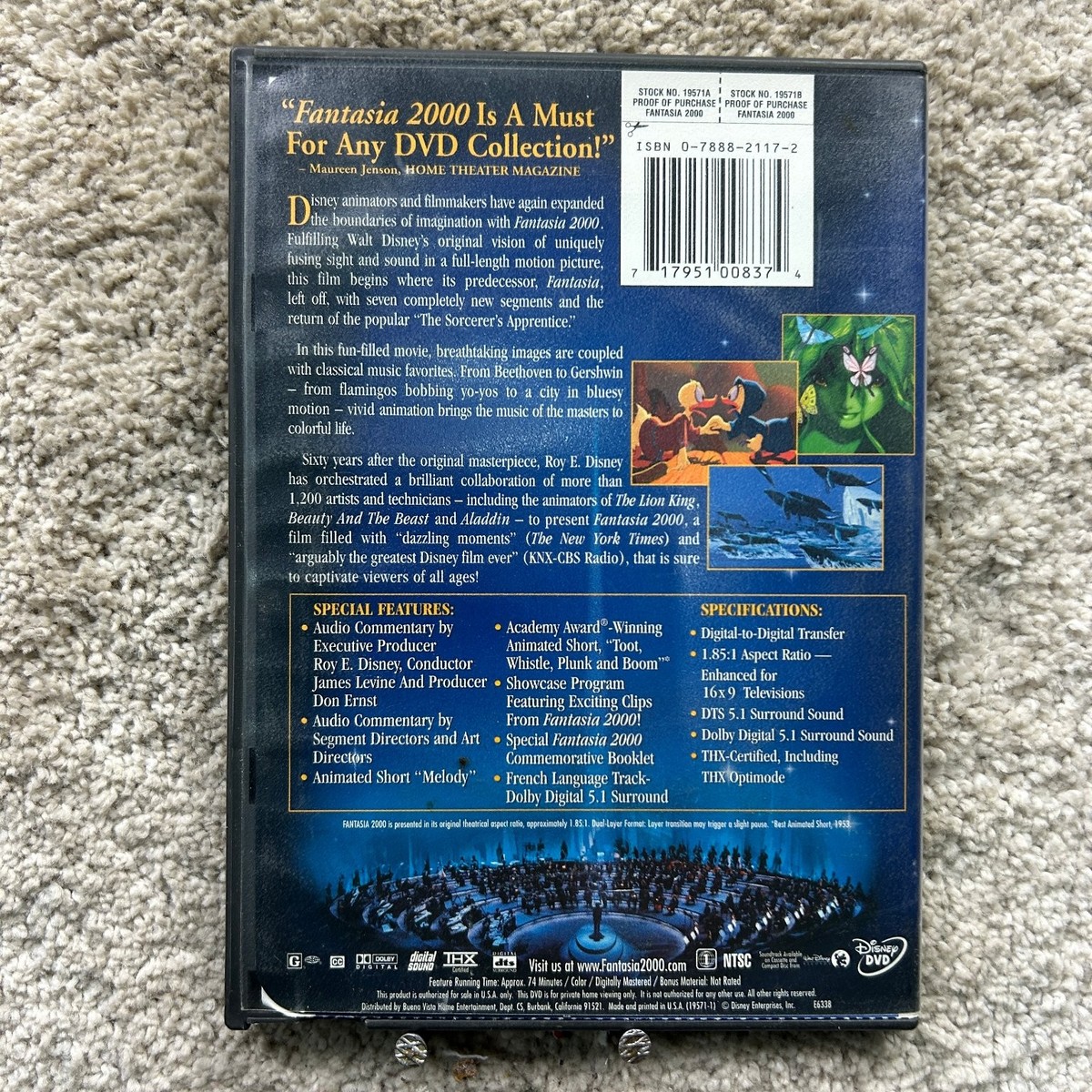 Fantasia 2000 DVD 2000 Disney Roy E. Disney James Levine THX