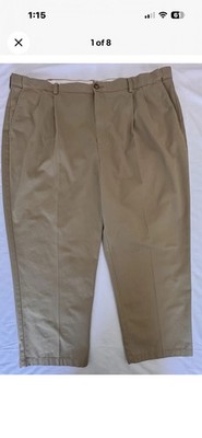 L.L. Bean Comfort Waist Chinos Men's 46 x 28 Khaki Tan 100% Cotton Dress Pants