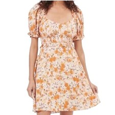 ASTR the Label Coquette Floral Print Puff Sleeve Milk Maid  Dress