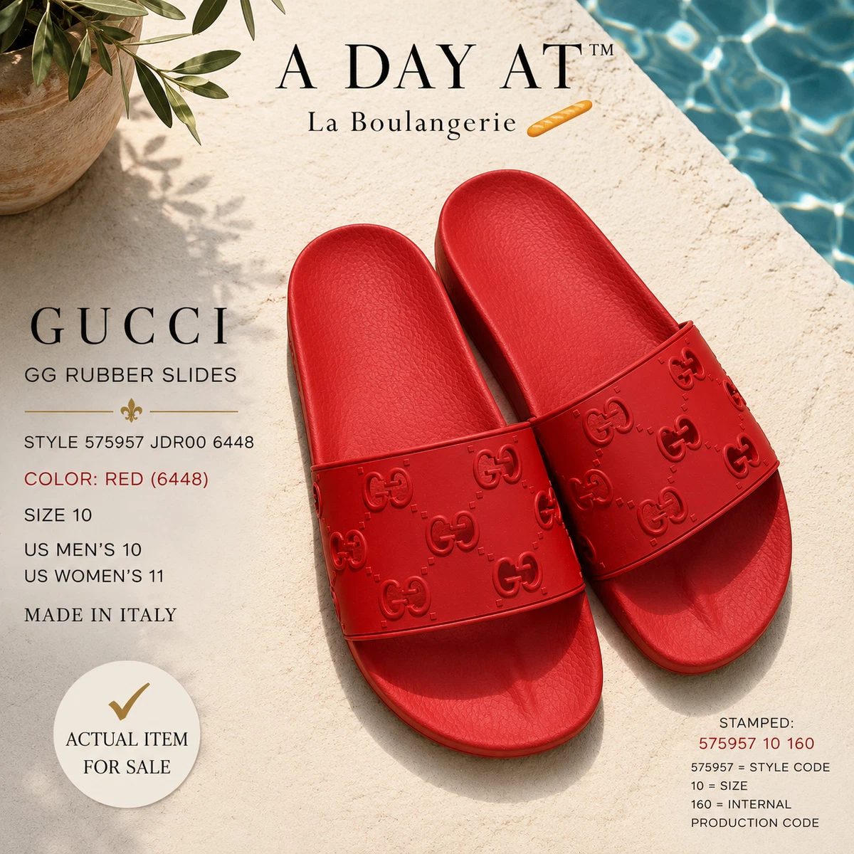 Gucci Red Slide Sandals for Men for sale | eBay
