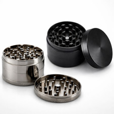 55mm Black &Silv Metal Aluminium Hand Grinder 4 Part Crusher Magnetic Zinc Alloy