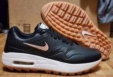 Nike Air Max 1 G Golf Black Metallic Leather Bronze Brown Gum AQ0865-002 Women 7