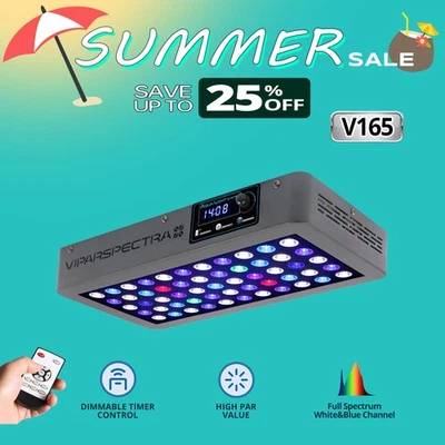 VIPARSPECTRA Timer Control 165W LED Aquarium Light Full Spectrum Coral Reef Tank