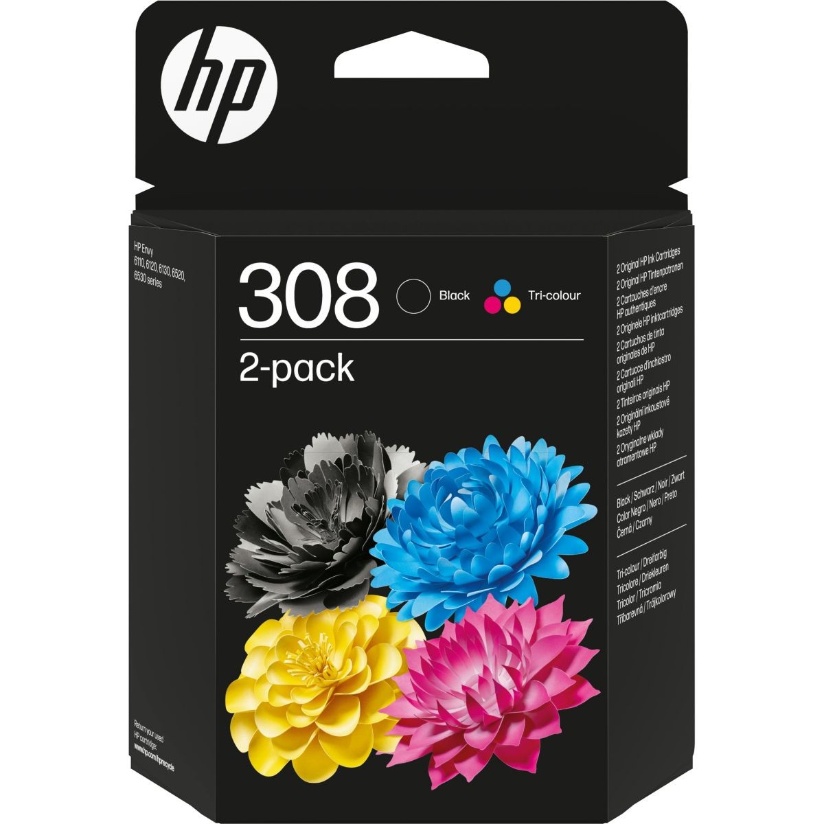 Cartouche d'encre HP 308 noire tri-couleur pack de remplacement pour impression jet d'encre