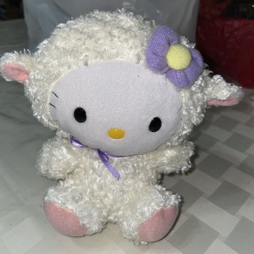 Ty Beanie Babies Sanrio Hello Kitty Lamb Suit plush 6” stuffed Sheep purple bow - Picture 4 of 6