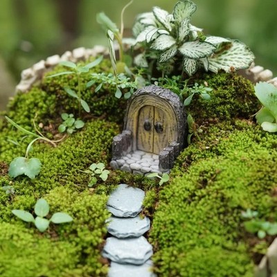 Fairy Door.Miniatue Fairy Tiny Circular Arch Door Figurines.Fairy Garden Supp...