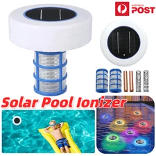 Solar Pool Ionizer Copper Anode LED Swimming Pool Water Purifier Algae Cleaner 
