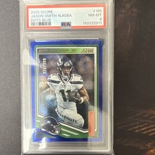 Panini 2025 Score Jaxon Smith-Njigba #185 Dots Blue /399 PSA 8 Seattle Seahawks