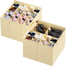 Shoe Organizer for Closet, 2 Pack Foldable Shoe Storage