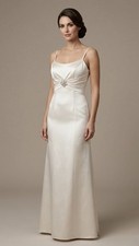 Ladies dress Elegant Size: 6 UK - Champagne Lustrous Satin A-Line Evening Gown