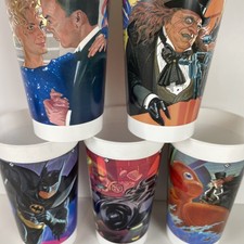 Batman Returns McDonalds s Plastic Cups Lot of 5 Catwoman Batman 32oz 1992